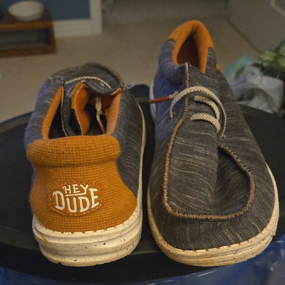 Hey Dude Gray and Orange Boat Shoes Casual Comfort